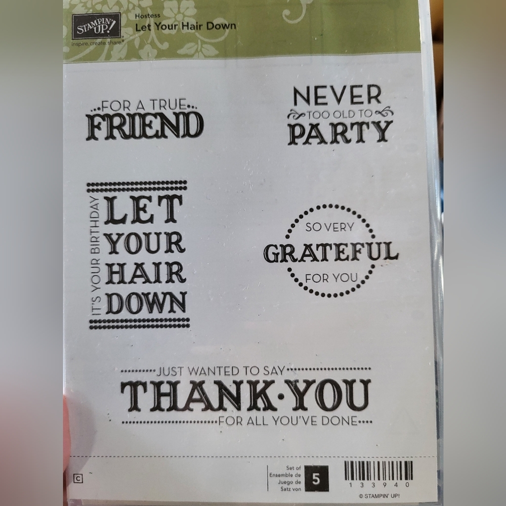 Stampin Up Photopolymer Let Your Hair Down Set of 5 Stamps
